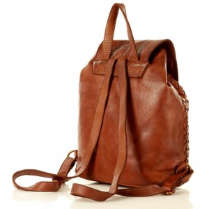 K18 Petit sac à dos cuir pour dames. Cuir italien tressé fait-main vintage | Noir Marron Vert Beige